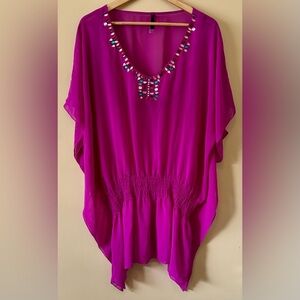Victoria's Secret| Exquisite Pink Swim Coverup Rhinestones Sheer Fabric Sz XS/S